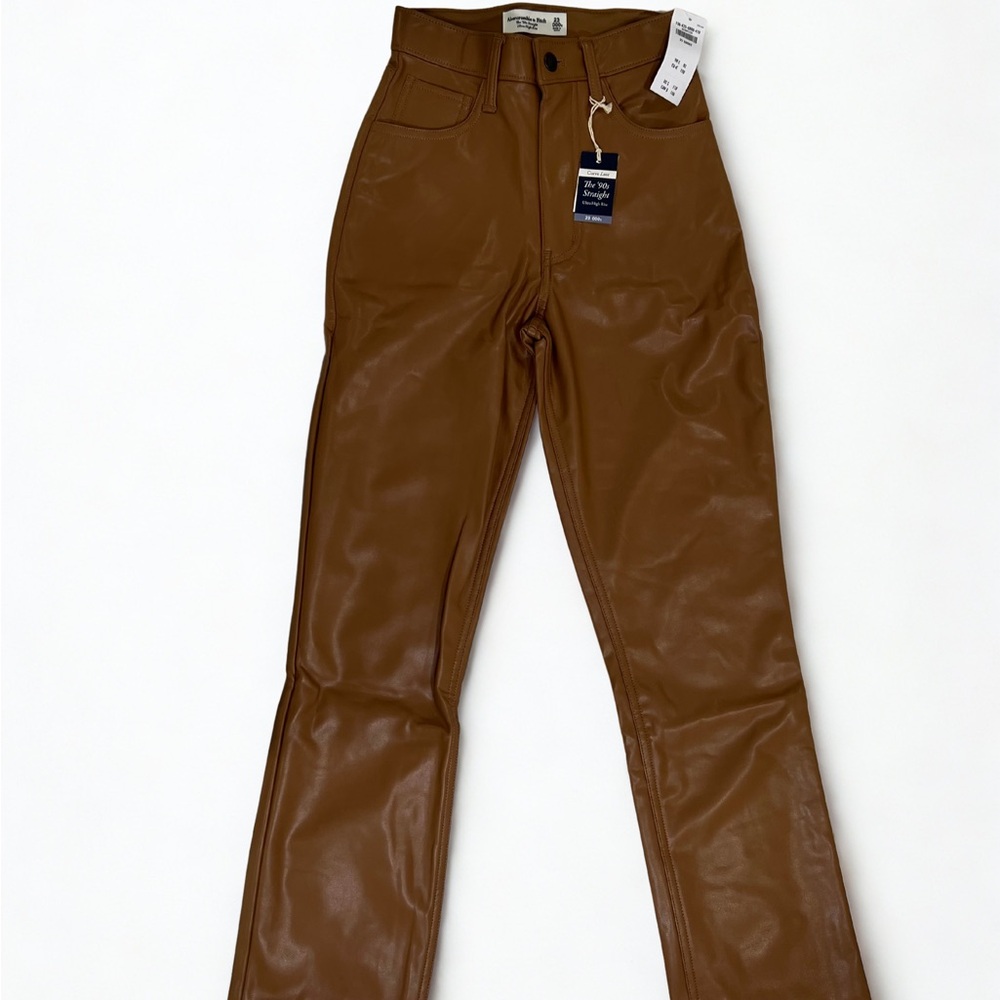 Brown Faux Leather Pants
